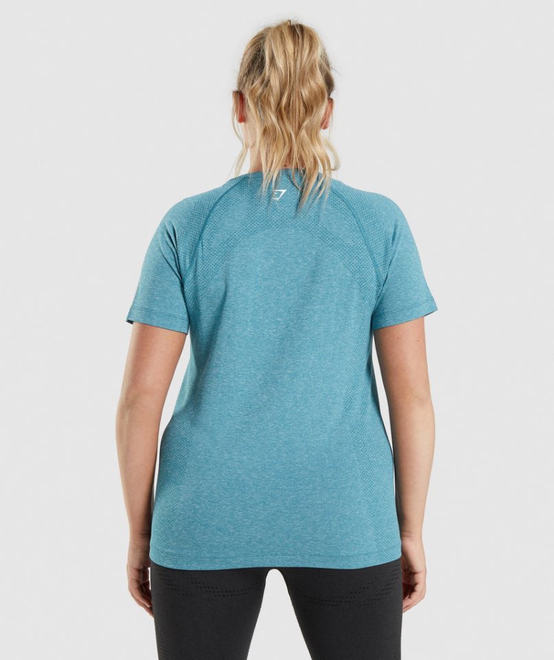 Women's Gymshark Vital Seamless 2.0 Light T-Shirts Turquoise | CA N13756